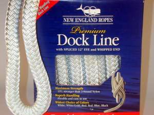 Premium Double Braid Dock Line - White Nylon 1/2" x 35ft
