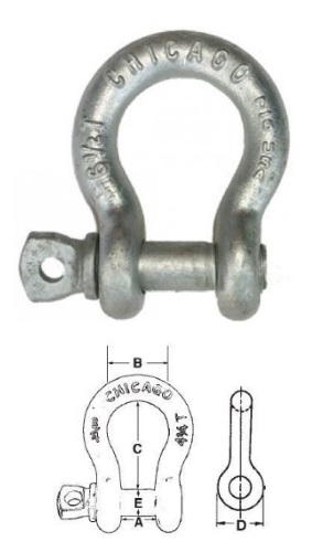 Anchor Shackle - Screw Pin - Drop Forged Steel - 5/16"