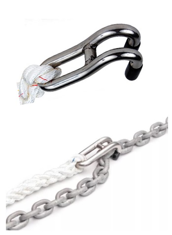 Johnson "Captain Hook" Chain Snubber - Stainless Steel - Large W/ Nylon Rope