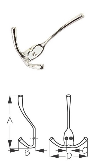 Coat Hooks - Triple - Chrome Finish