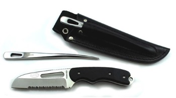 Fixed Blade Rigging Knife - Black Handle - 3/4 Serrated Blade