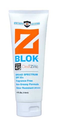 "Z Blok" Sunscreen with Clear Zinc SPF 45+ - 4 oz. Tube