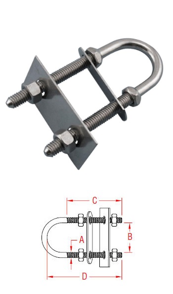 Stainless Bow & Stern Eye - 1/2" x 3-7/8"