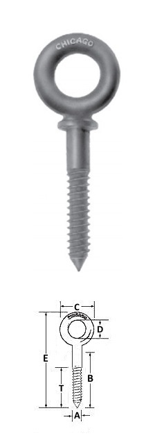 Screw Thread Eye Bolt - Galvanized - 5/8" x 4-1/2"