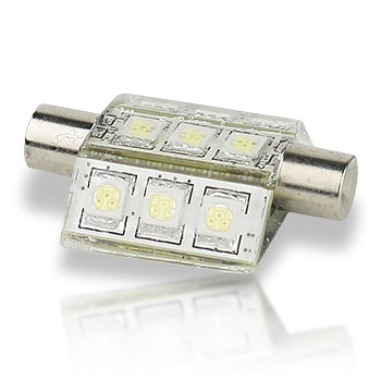 Lunasea LED Nav Light Bulbs - 42mm Series 25 Indented Festoon - White