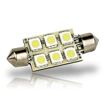 LunaSea LED Interior Bulbs - Festoon Single-Sided - 37mm/6