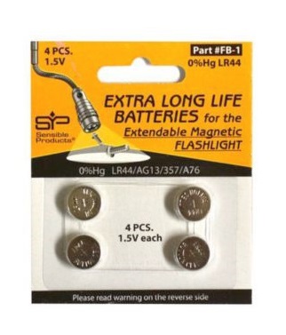 LED Extendable Magnetic Flashlight - Model LR44 Spare Batteries - 4 pack