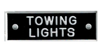 Bernard Identi-Plate - "TOWING LIGHTS" - Lighting System Label
