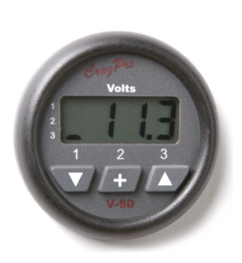 CruzPro V60 Digital Voltmeter - Round Face - 3 Bank