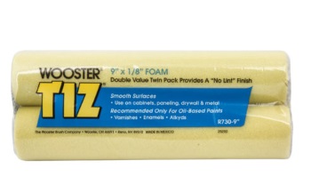 Wooster "Tiz" Roller Covers - Foam - 1/8" Nap - Size 9" - 2/Bag