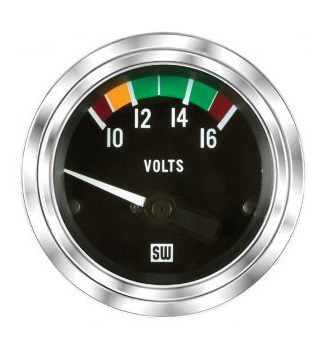 Stewart Warner Voltmeter - 10-16 VDC