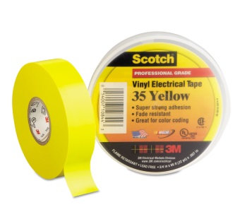 Electrical Tape Rolls 3/4" - Yellow - Scotch #35 - 10-Roll Sleeve