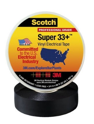 Electrical Tape Roll 3/4" - Black - Scotch Super 33+ 
