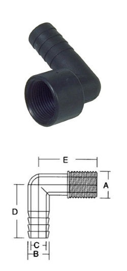 90-Degree Elbow - FNPT x Hose Barb - 3/4"