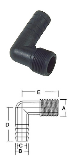 90-Degree Elbow - MNPT x Hose Barb - 3/4"