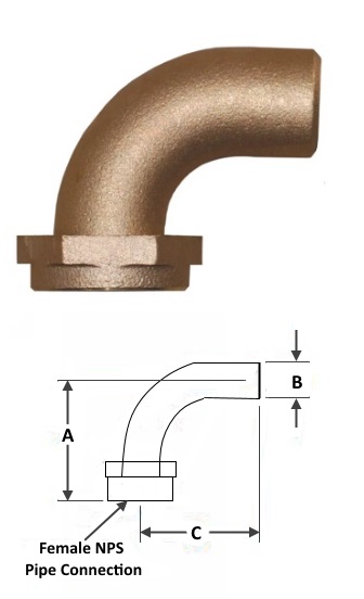 Tailpiece Connector - 90 Degree - Bronze - 3/4"