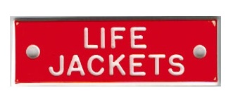 Bernard Identi-Plate - "LIFE JACKETS" - Red - Safety