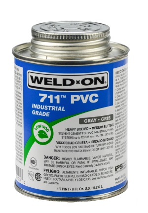 "Weld-On 711 PVC" Plastic Pipe Cement - Schedule 80 - 8 oz. Can