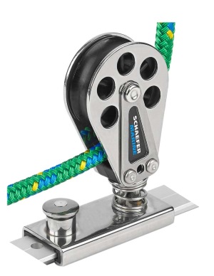 Spring-Loaded Block on Lined Slide - 1" T-Track - Sheave Dia 2"