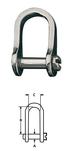 Slotted Pin Shackle - Stainless Steel - 5/32"