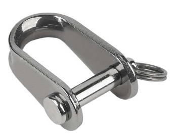 Stamped "D" Shackle - Stainless Steel - 1/4" Pin Dia - 11/16" Width