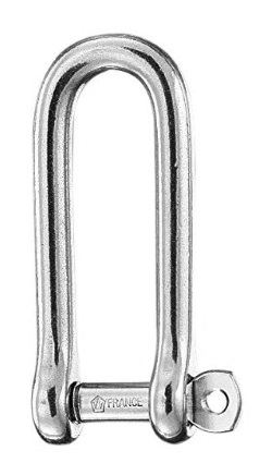 Long "D" Shackle - Captive Pin - Stainless Steel - 5/32"