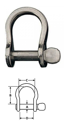 Bow Shackle - Stainless Steel - 5/16"