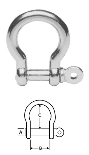 Bow Shackle - Stainless Steel - 5/16"