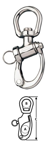 Ronstan Trunnion Snap Shackle - Large Swivel Bail - Stainless Steel - 1-1/32"