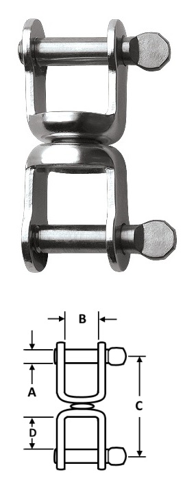 Swivel - Coined Head Pin - Stainless Steel - 3/16" Pin Dia.