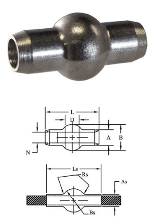 Double Shank Swage Ball - Stainless Steel - 3/32" Wire Dia.