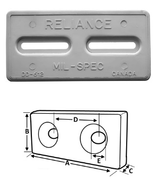 Hull Zinc Anode - Slotted "Diver's Delite" - 12" x 6"