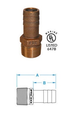 Hose Connector Barb - Groco Standard Flow - Bronze