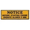 Notice Before Starting Engine Plaque