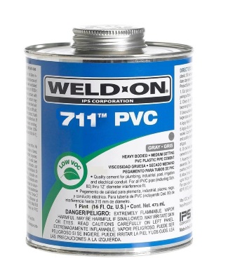 "Weld-On 711 PVC" Plastic Pipe Cement - Schedule 80 - 16 oz. Can