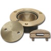 Bronze Pipe Deck Plate - 1-1/2" - "Water" Label