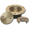 Bronze Pipe Deck Plate - 2" - "Water" Label