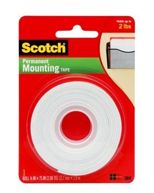 Mounting Tape - 3M Heavy Duty Double-Sided - 1/2" x 75"
