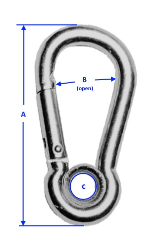 Carbine Hook w/Eyelet - Stainless Steel - 3/16"