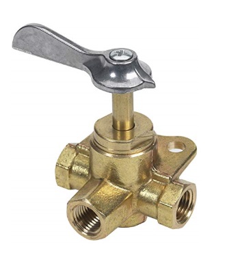 Fuel Valve - Female 3 Way - Brass - 1/4"