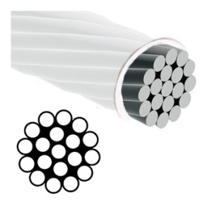 Wire Rope - 1 x 19 White Vinyl Coated Stainless Steel