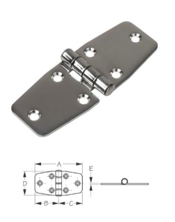 Door Hinge - Stamped 304 Stainless Steel - 3-15/16"