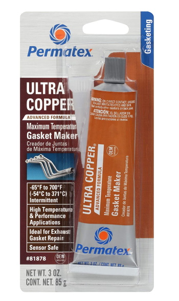 Permatex&#174; Ultra Copper&#174; Maximum Temperature RTV Silicone Gasket Maker - 3 oz. Tube