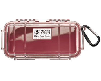 Pelican Water-Resistant 1030 Micro Case - Clear Case w/Red Liner