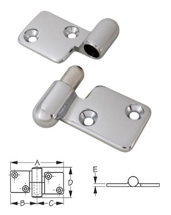 Take-Apart Hinge - Chrome Plated Brass - Right Side