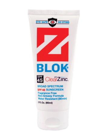"Z Blok" Sunscreen with Clear Zinc SPF 45+ - 2oz. Tube
