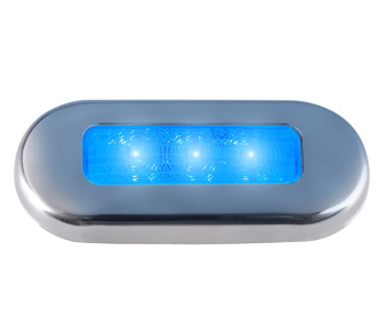 Advanced LED Waterproof Oblong Courtesy Deck/Walkway Light w/ Blue LEDs - 2/pack