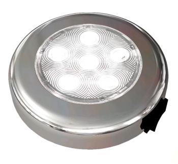 Advanced LED Highly Polished Stainless Steel PUCK Dome Light w/Rocker Switch & White LEDs - 3"