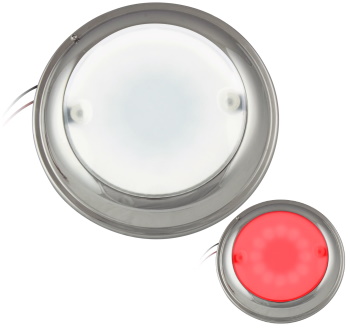 Advanced LED Low Profile Stainless Steel Dimmable Touch Sensor Dome Light w/White & Red LEDs - 7"