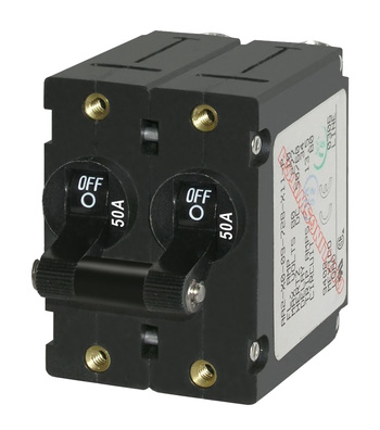 A-Series Black Toggle Circuit Breaker - Double Pole - 50 Amps